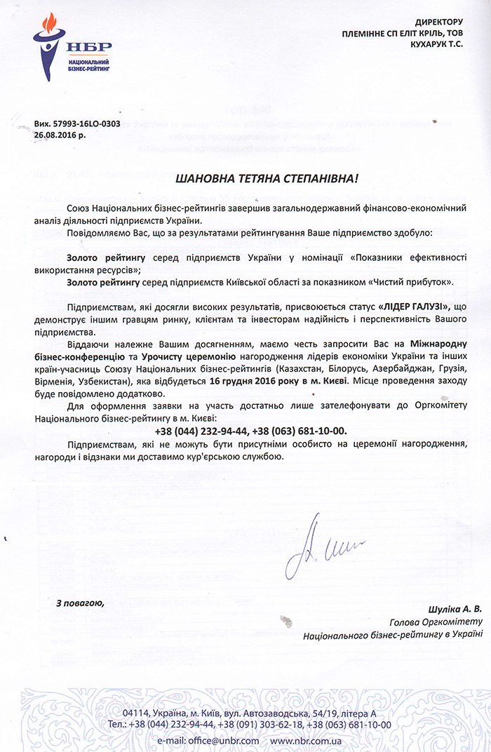 Лист НБР 1 - рейтинг